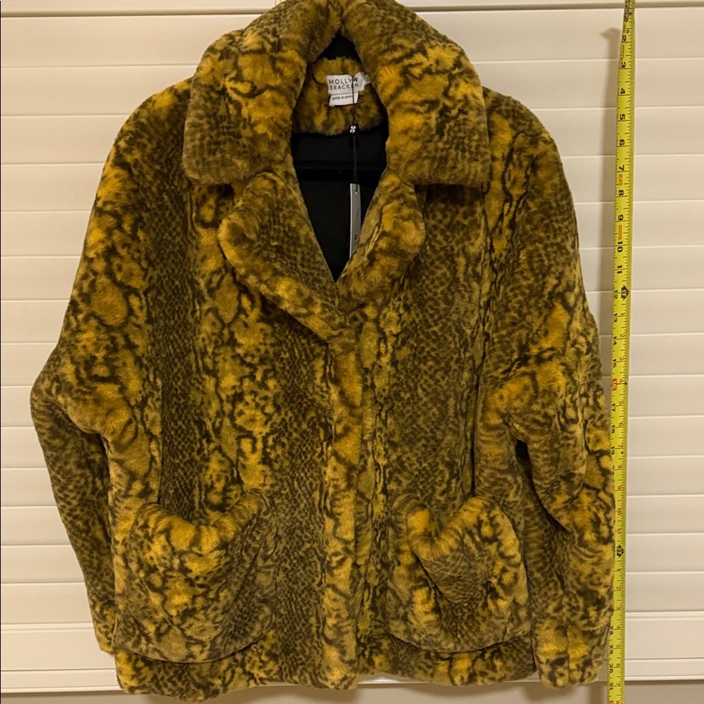 Urban Outfitters Teddy Jacket look by Molly Bracken-  faux snakeskin pattern NWT
